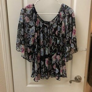 Black Floral Chiffon Blouse